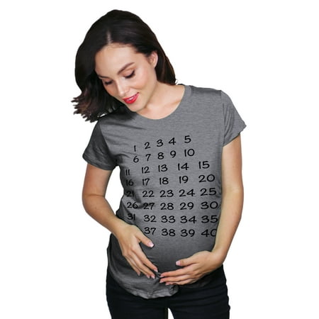 

Maternity Calendar Countdown Pregnancy Tee Mark Off Baby Announcement Tshirt (Heather Grey) - L