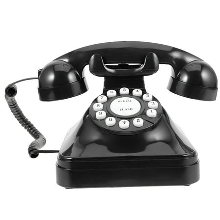 LAMIRO Vintage Retro Antique Phone Wired Corded Landline Telephone Home Desk Decoration (Black)