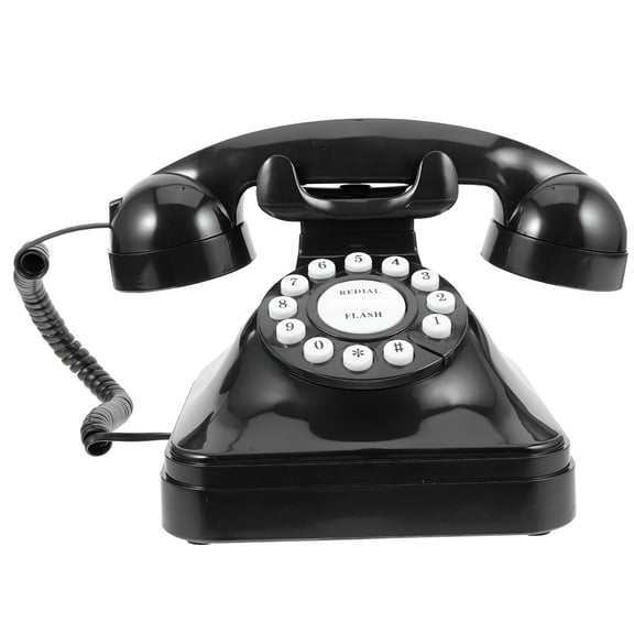 LAMIRO Vintage Retro Antique Phone Wired Corded Landline Telephone Home Desk Decoration (Black)