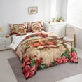 thumbnail image 3 of Manfei Retro Santa Claus 7pcs Bedding Comforter Set,Rustic Red Berry Queen Bedding Sets,Merry Chrrstmas Queen Sheet Sets For Kids,Breathable Home Decor Reversible, 3 of 8