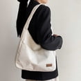 thumbnail image 2 of DGMIOCS Corduroy Shoulder Bag Winter Fall Fashion Crescent Hobo Bag Womens Mens Wide Strap Tote Handbag Solid Color 2026 White, 2 of 6