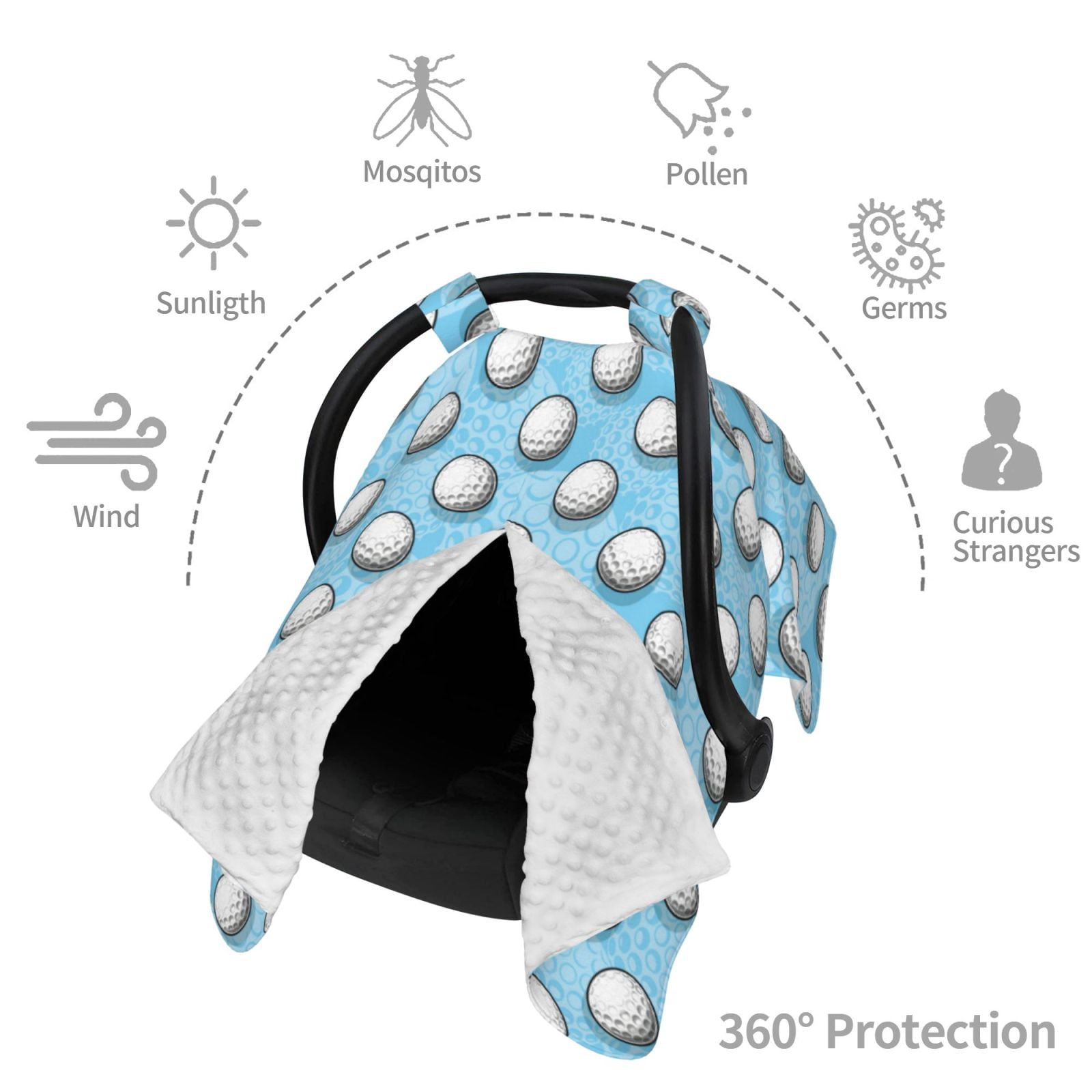 Car Seat Cover Baby - Golf Balls 1 Breathable Infant Car Seat Cover for Baby Carseat, Lightweight Comfort Baby Essentials Must Haves Newborn Stuff for Girl Boy