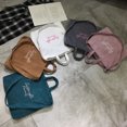 thumbnail image 4 of Bolso de pana para mujer, nuevo bolso de mano de estilo universitario Retro con letras bordadas literarias, bolso de mano diagonal de un hombro, bolso grande (gris) JAMW Sencillez, 4 of 5