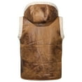 thumbnail image 6 of XMMSWDLA Tops for Men Winter Solid Color Vest Leather Clothin One Coat Retro Warm Hooded Jacket, 6 of 7