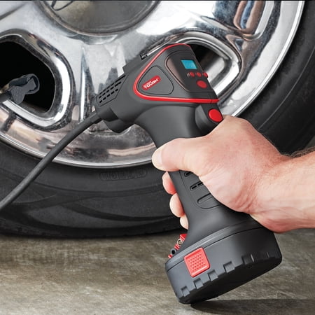 HYPER TOUGH DC 12V CORDLESS PORTABLE PISTOL TIRE INFLATOR WITH PRE-SET DIGITAL GAUGE-100PSI