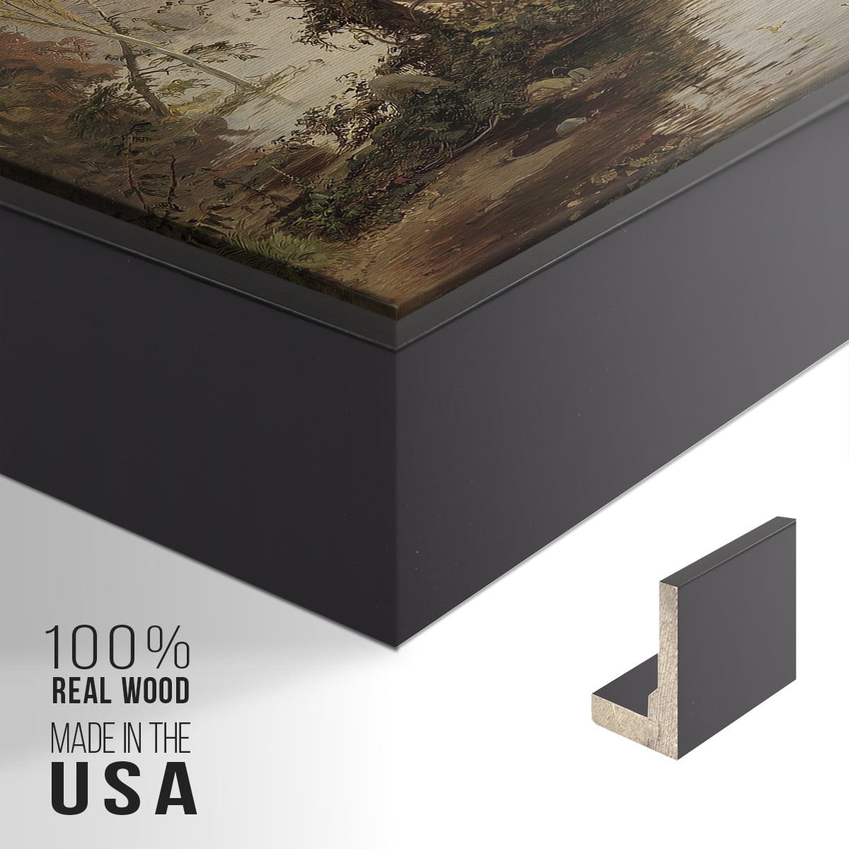 Vintage Landscape-XXII By Wexford Home Framed in Black Wood Gallery Wrapped Canvas 25 in. x 37 in.