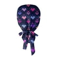 thumbnail image 4 of Fgvctg Scrub Hats Love Heart Print For Women Valentine's Day Long Hair Head Covering Tie Back Adjustable One Size Romantic Date Night Scrub Caps Dark Blue, 4 of 5