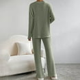 thumbnail image 6 of zfwon Lounge Wear Sets for Women 2 Piece Co Ord Set Ladies Knit Outfits Pyjamas Set V Neck Long Sleeve Jumpers and Wide Leg Trousers with Pockets Homewear Sleepwear Nightwear, 6 of 9