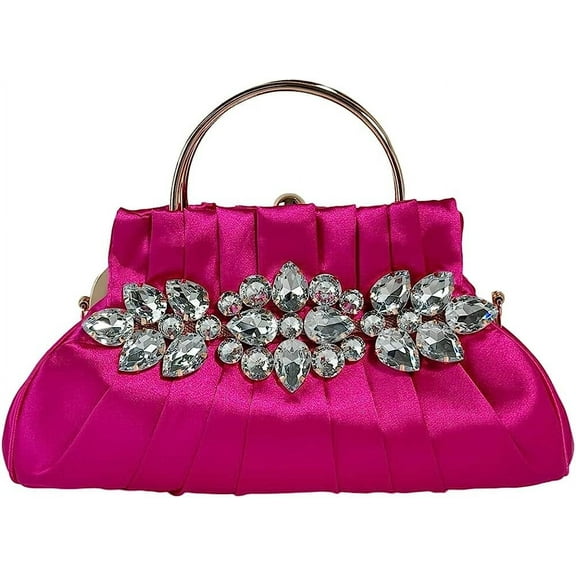 Kukuzhu Rhinestone Evening Handbags Women Chic Wedding Party Evening Clutch Purse Chain Shoulder Bag
