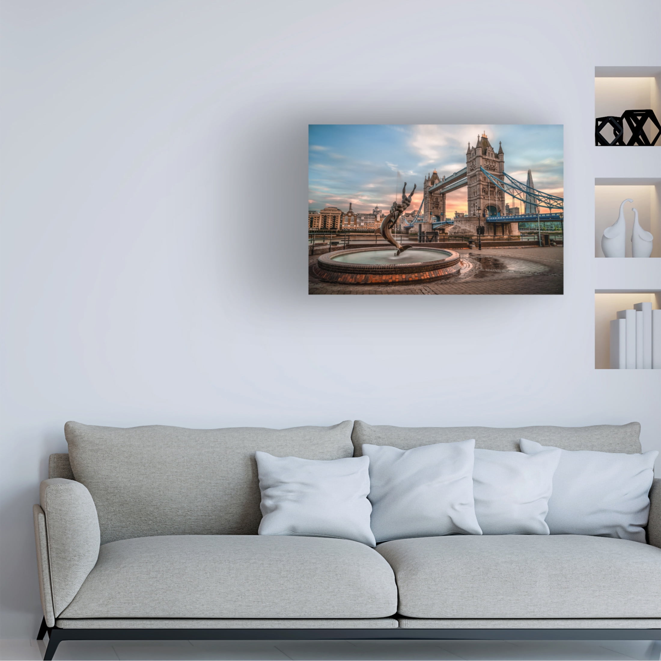 Canvas Wall Art - Nader El Assy 'The Tower Bridge' Wall Art for Living Room, Bedroom, or Office Décor by Trademark Fine Art - 24 x 16 Inches