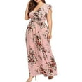 thumbnail image 5 of Sundresses for Women Casual Summer - Women's Plus Size Maxi Dresses Summer Floral Boho High Waist V Neck Maxi Dress Short Sleeve Long Sun Dresses, 5 of 6
