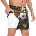 thumbnail image 2 of joogoo Men's Football in Leaf Swim Trunks with Liner Pocket Beach Shorts Small, 2 of 9