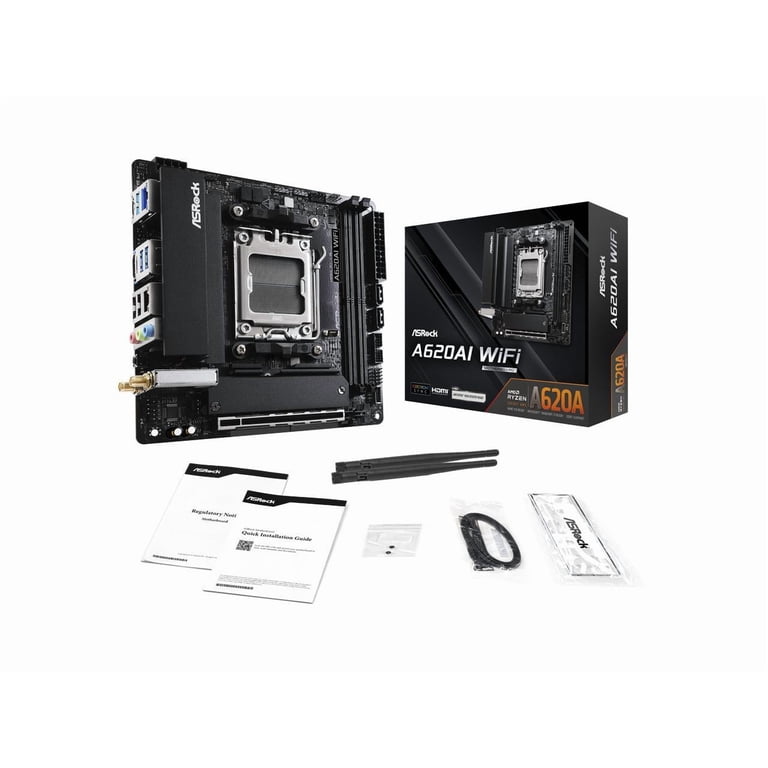 Carte Mère ASRock A620AI WiFi AM5 Mini-ITX - Support AMD Ryzen 7000/8000/9000 - DDR5, PCIe 4.0, WiFi 6E