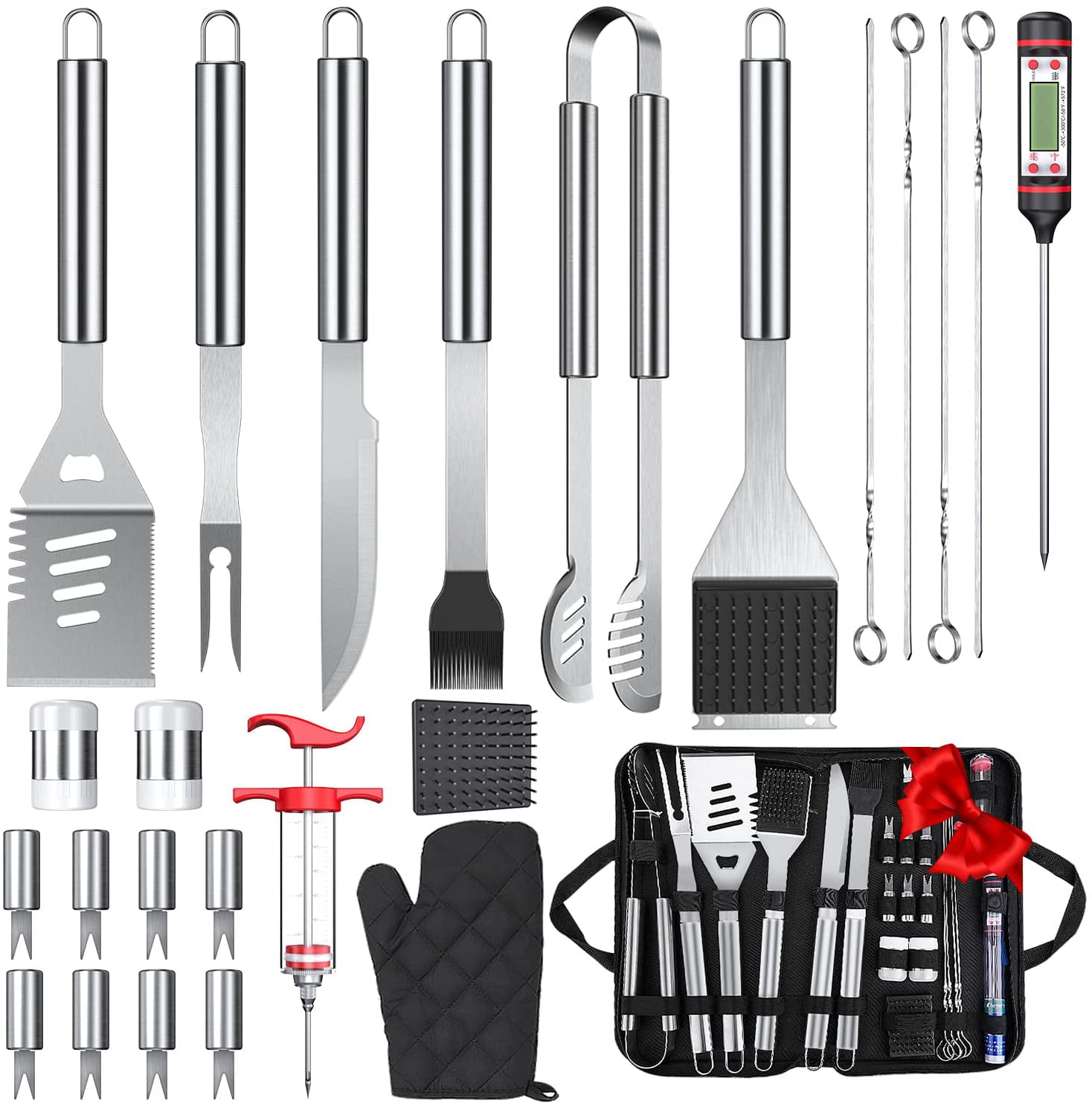BBQ Grilling Accessories 25PCS Stainless Steel Grilling Kit Grill Tools Set 