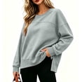 thumbnail image 2 of Women's Oversized Crewneck Sweatshirt Long Sleeve Side Slit Loose Pullover Tops Casual Fall Winter Sweatshirt, 2 of 9