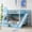 Blue, variant on Harper & Bright Designs Stairway Full Bunk Bed with Slide, Full over Full Castle Wooden Bedframe with Storage Staircase and Drawers for Boys Girls, Blue