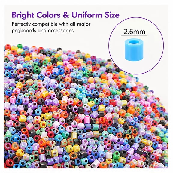 Beads - Fuse Beads Kit Melty Beads Kit Melting Beads Fuse Beads Bulk Iron Beads for Crafts, Ideal for Christmas Birthday Gifts (10000, Mixed Color, 2.6MM)