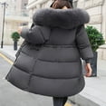 thumbnail image 6 of Womens Plus Size Winter Coats Faux Fur Hooded Baggy Outerwear Puffer Jackets Lightweight Quilted Down Jacket Parkas, 6 of 7