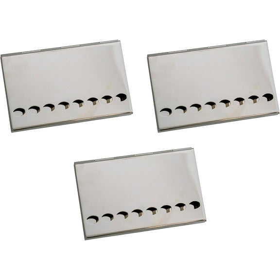 Set of 3 Slim Metal Business Card Case Holders (Silver Oval Window)