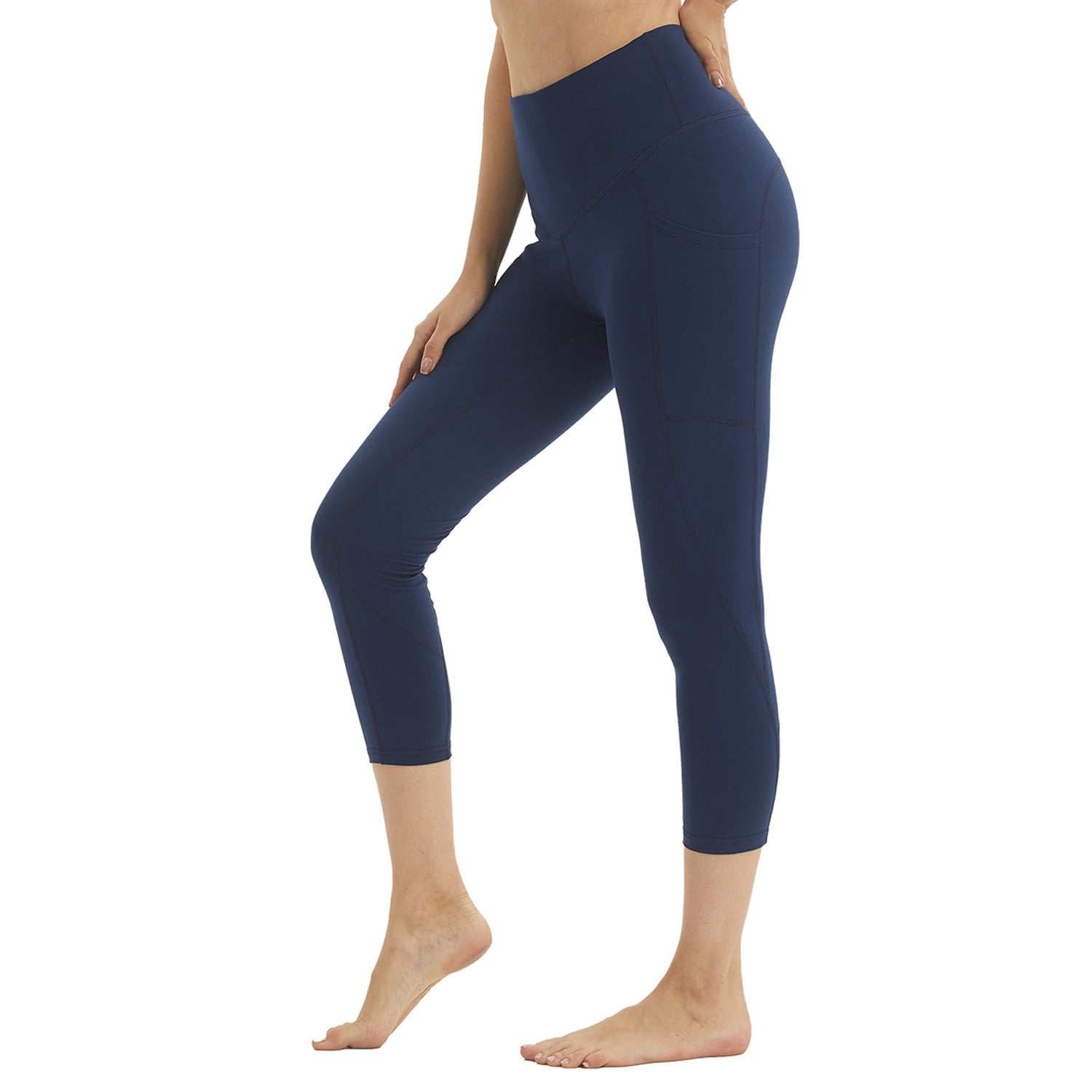 LANBAOSI Womens High Waist Capris Yoga Leggings Tummy Control Workout Running Leggings with Pockets 