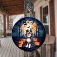 thumbnail image 3 of Happy Halloween Vampire Australian Shepherd BOO with Pumpkins Fun and Spooky Round Wood Sign Aussie Dog Lover Gifts Hanging Wall Home Decor - 00018, 3 of 5