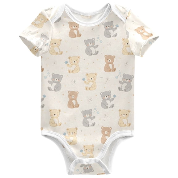 joogoo Cute Bears Pattern Baby Bodysuits Short Sleeve Cotton Onesies Clothes 6Months