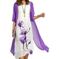 thumbnail image 4 of CHOK Robes pour Mère de la Mariée Ensemble Deux Pièces pour Femmes Robe Midi à Imprimé Floral avec Cardigan en Mousseline de Soie Formelle de Fête Sans Manches Grande Taille Robes d'Invitée de Mariage pour Femmes 2024 Tenue de Villégiature, 4 of 7