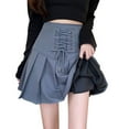 thumbnail image 2 of YM YOUMU Women Pleated Short Skirt Lace-up High Waist A-line Solid Color, 2 of 5