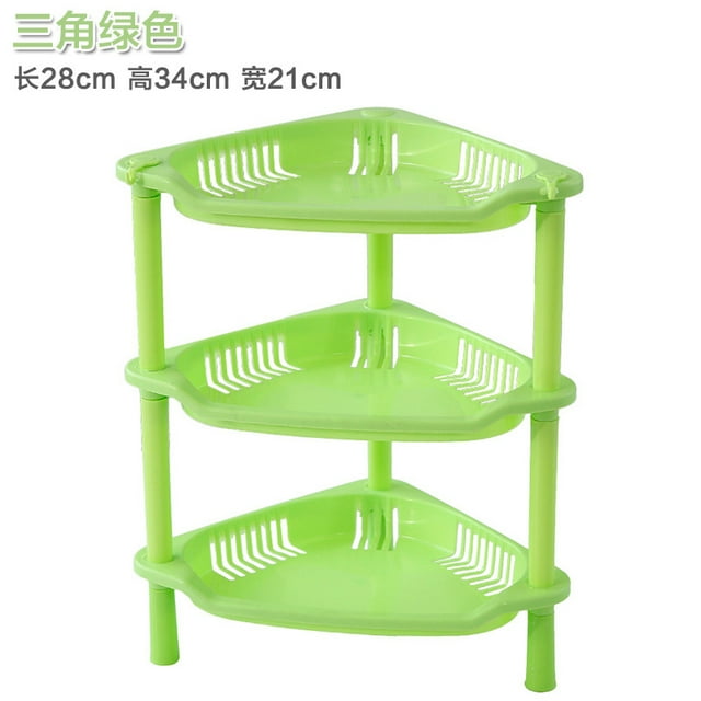 Xiao Hua Estantes de almacenamiento de plástico de 3 capas, cesta de plástico, estante de esquina, organizador de escritorio, estante de baño para el hogar, cocina, verde