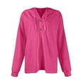 thumbnail image 4 of Clearance! Delayuji Sweatshirts for Women 2025 Tops Pullover Casual Button Autumn Solid Winter Drawstring Hoodie Blouse Womens Plus Size Sweatshirts Pink Xl, 4 of 5