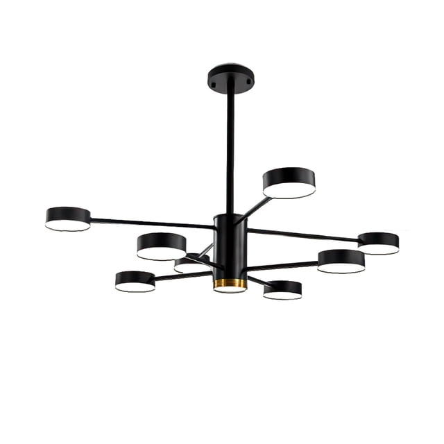 Lampara de techo estilo industrial hierro forjado negro con dorado lampara downlight ilios innova 8 + 1 luces