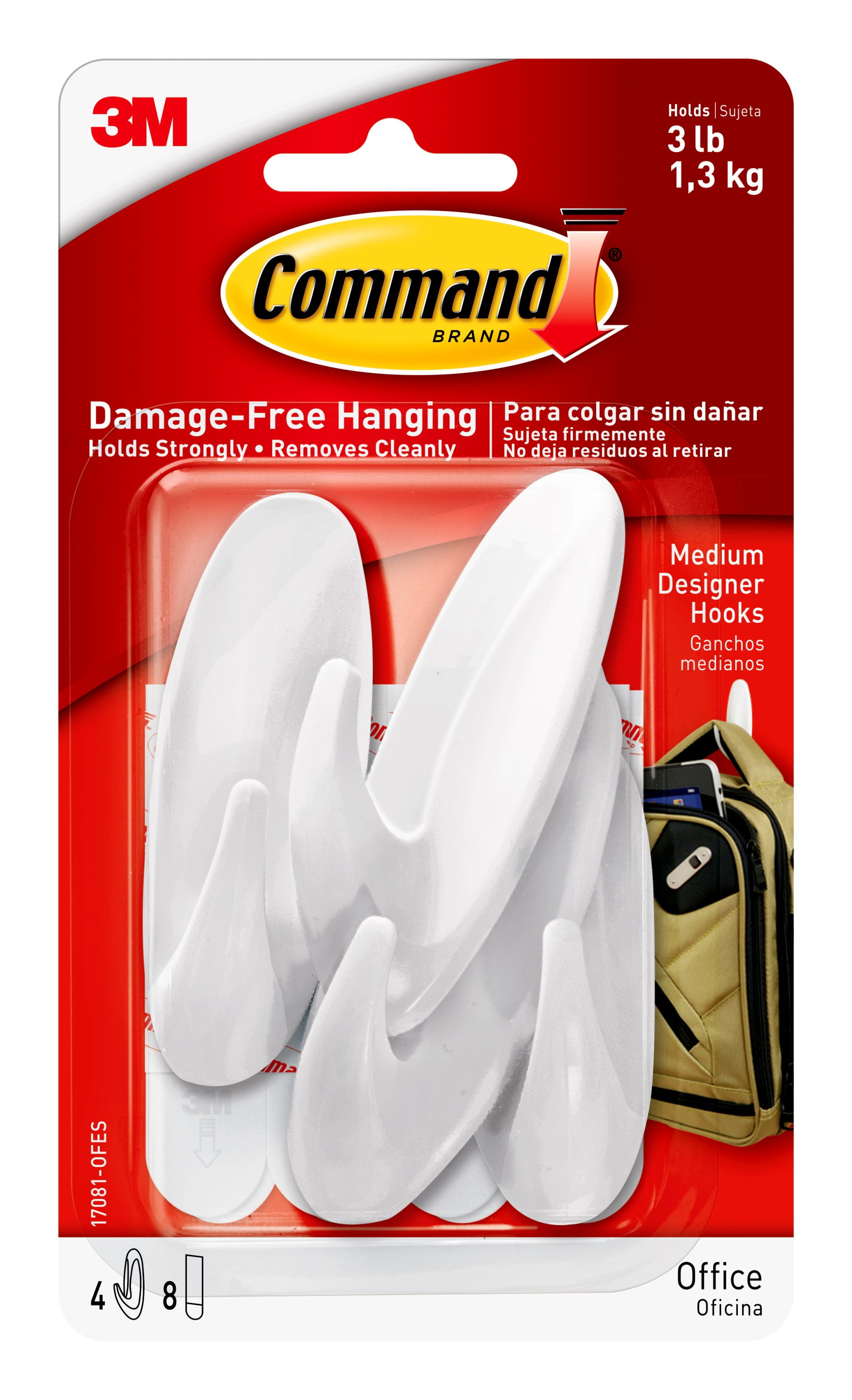 Command Designer Hooks Value Pack, White, Medium, 4 Hooks, 8 Strips