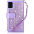 thumbnail image 7 of Wallet Case for Samsung Galaxy A51,Magnetic Handbag Zipper Pocket PU Leather Flip with 9 Card Slots and Wrist Strap Folio TPU Inner Stand Case for Samsung Galaxy A51 - Purple, 7 of 7