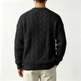 thumbnail image 5 of Leidass Mens Cable Knit Crewneck Sweater Long Sleeve Pullover Ribbed Cuffs Hem Regular Fit Fall Winter Casual Knitwear Black L, 5 of 7