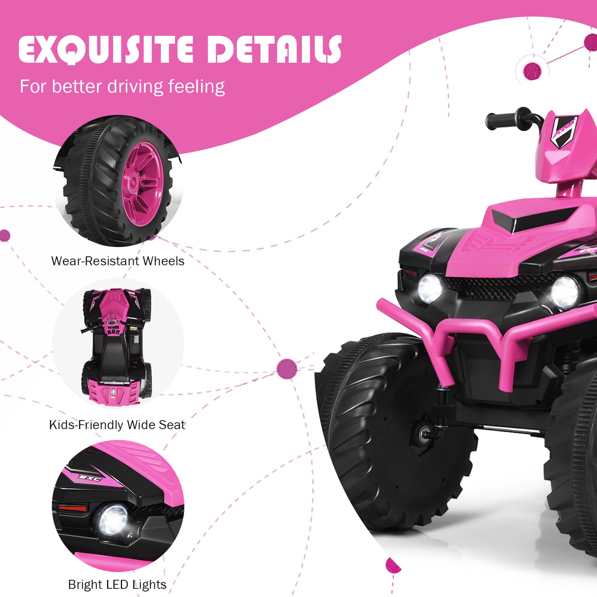 Gymax 12V Four Power Motorized Kids Ride On Car ATV Quad Gymax 12V Four Power Motorized Kids Ride On Car ATV Quad