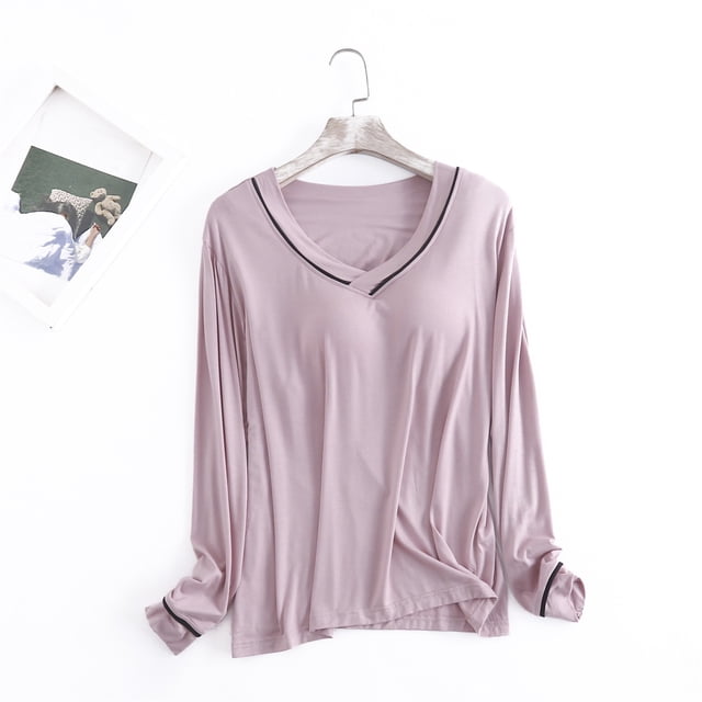 T-shirt de Nuit à Manches Longues pour Femmes Couche de Base Extensible Chemises Col Haut de Pyjama