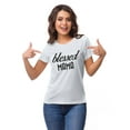 thumbnail image 4 of Inkmeso Crew Neck Blessed Mama Graphic Tshirt Short Sleeve Women Cotton Tee, 4 of 9