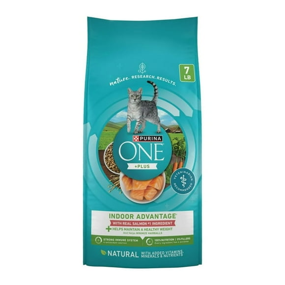 purina ONE +Plus Dry Cat Food, Advantage Salmon - 3 kg Bag