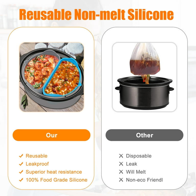Jytue Slow Cooker Divider Liner fit 6 QT Leakproof Silicone Pot