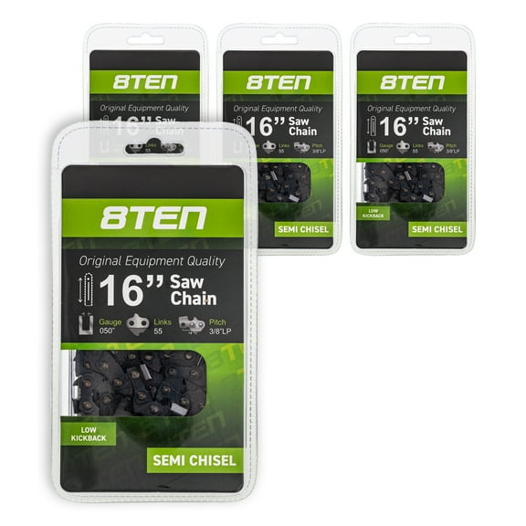 8TEN Chainsaw Chain 16 inch .050 .375 Pitch 55DL for Stihl 91VXL055G 4 Pack 810-CCC2245H