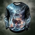 thumbnail image 5 of Havenx Mens Halloween T Shirts Pumpkin Print Waffle-Knit Shirt Long Sleeve Crewneck T-Shirts Fashion Funny Spooky Scary Lightweight Tees,Royal Blue 4XL, 5 of 5