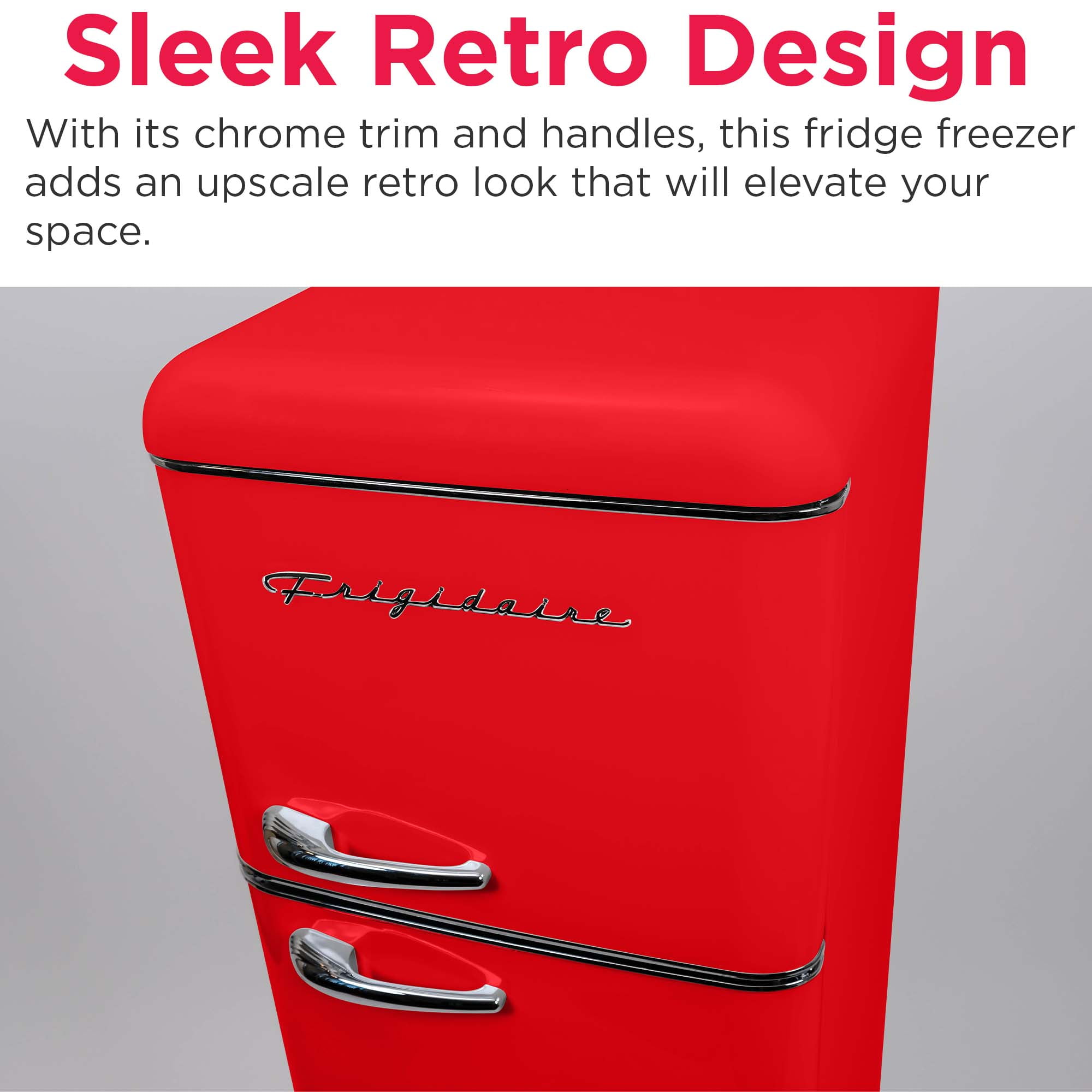 Frigidaire 7.5 Cu. ft. Retro Refrigerator, Apartment Size Top Mount Fridge with Chrome Handles, Red EFR756