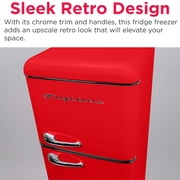 Frigidaire 7.5 Cu. ft. Retro Refrigerator, Apartment Size Top Mount Fridge with Chrome Handles, Red EFR756