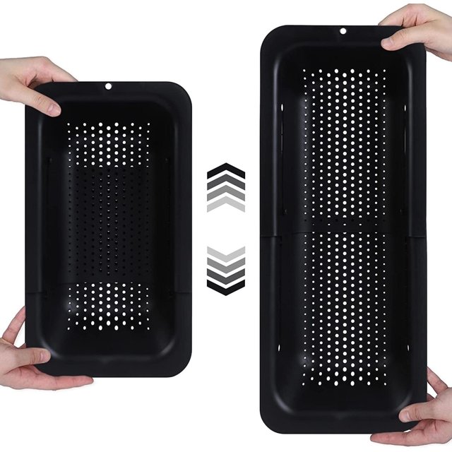 Colador Plegable sobre el fregadero, Escurridor para pasta, frutas y verduras, Extensible para Tarja, Accesorios plegables de Cocina