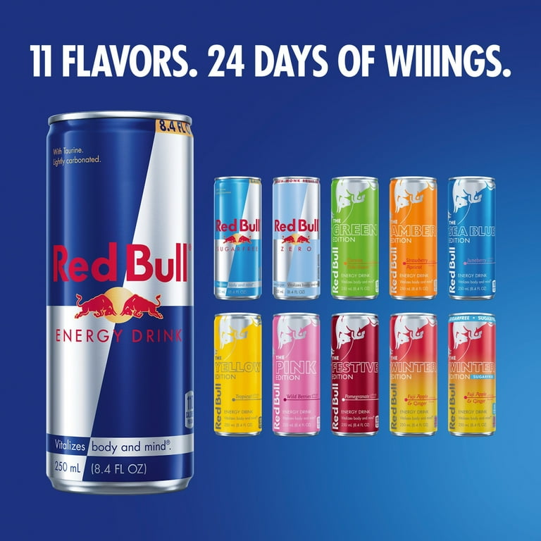 Red Bull Energy Drink Variety Advent Calendar Pack,  with 80mg Caffeine,  Taurine & B Vitamins,  8.4 fl. oz.