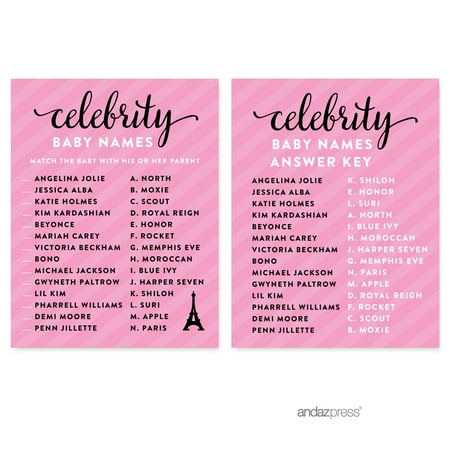 Celebrity Name Game Paris Bonjour Bebe Girl Baby Shower Game 20