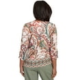 thumbnail image 2 of Alfred Dunner Womens Textured Scroll Border Ruched Sleeves Top, 2 of 4