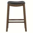 thumbnail image 3 of Home Square 3 Piece 29" Upholstered Faux Leather Saddle Bar Stool Set in Black, 3 of 5