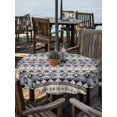 thumbnail image 2 of Outdoor Tablecloth with Umbrella Hole for Patio/Picnic/Party/Camping, Boho Blue Striped Waterproof Table Cloth Round Cover Washable, Beige Ethnic Tribe Southwestern Vintage (Dia 60"), 2 of 9