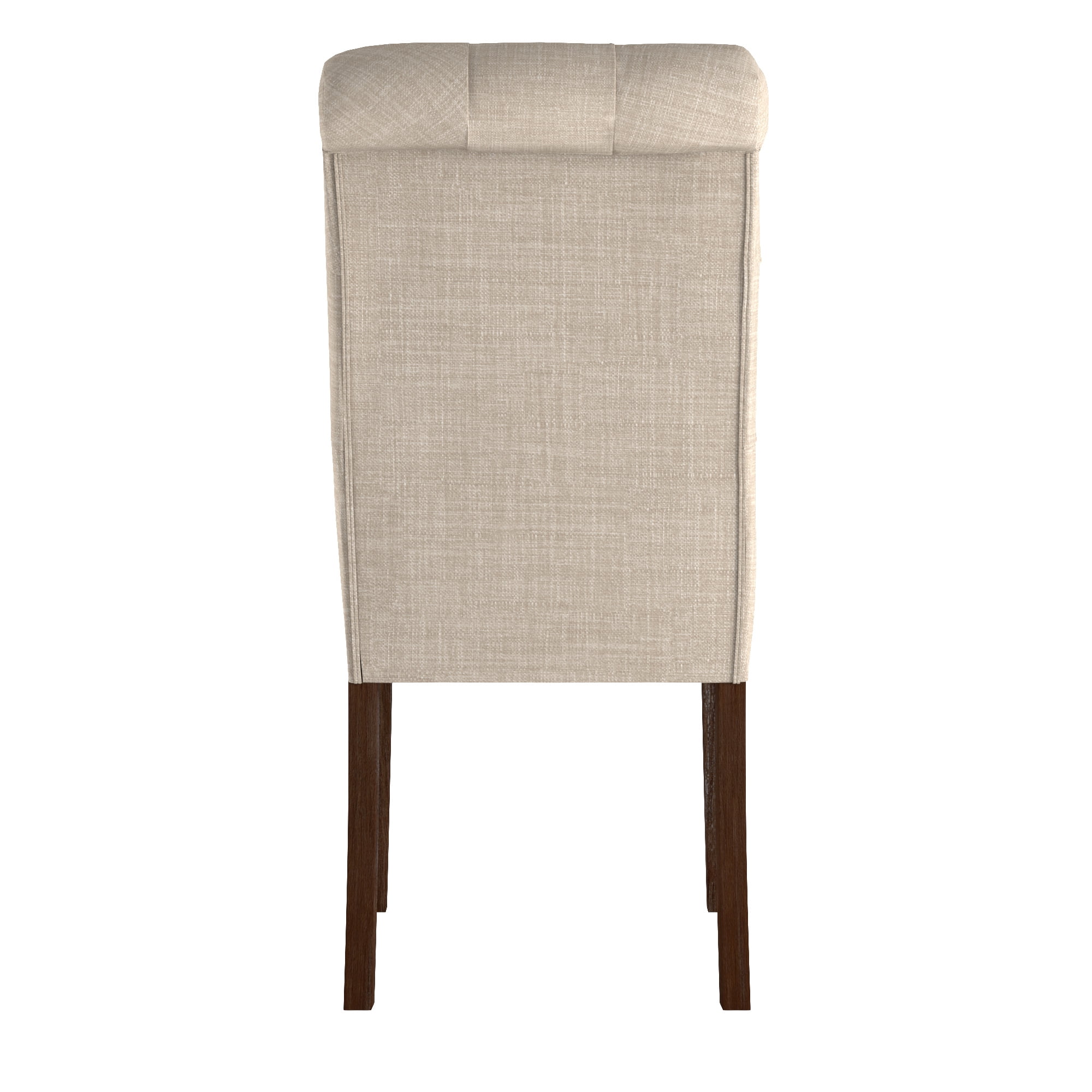 Weston Home Lottie Chic Beige Linen Button Tufted Dining Chair (Set of 2), Brown wood finish